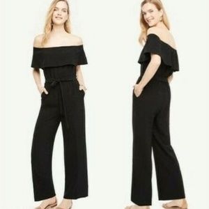 Ann Taylor off the shoulder black jumpsuit